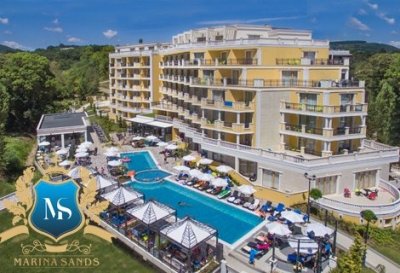 20% отстъпка за ТОП-хотел с Отличен Рейтинг! Обзор, хотел Марина Сандс 4*: Нощувка на база All Inclusive за 59 лв. на Човек + БАСЕЙН + Чадър и ШЕЗЛОНГ на Плажа + АНИМАЦИЯ