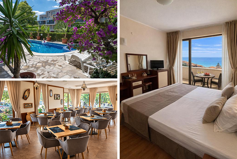 Еднодневен пакет със закуска, опция за обяд и вечеря + ползване на басейн от Sea Vista, Свети Влас