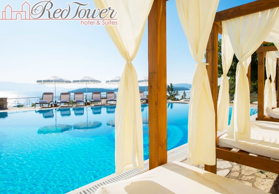 Нощувка на човек със закуска + басейн и частен плаж от бутиков хотел Red Tower, Никиана, о. Лефкада, Гърция