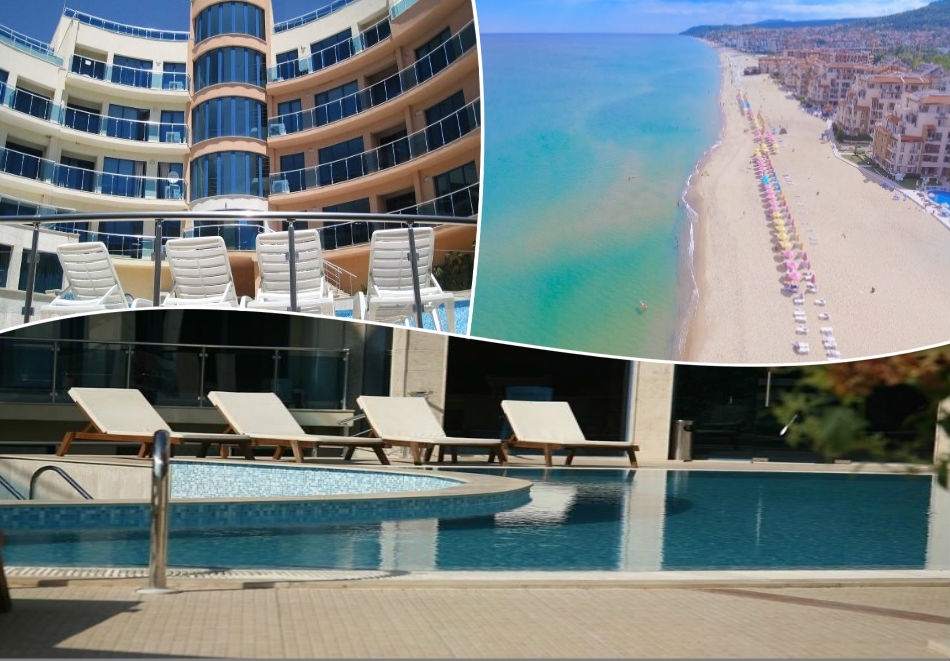 Лято в хотел Аквамарин, Обзор - на 100 м. от плажа! Нощувка на човек със закуска + басейн, чадър и шезлонг на плажа