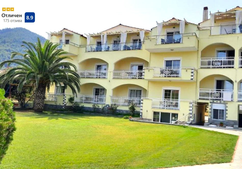 Нощувка на човек на 100м. от плажа в Rania Studios, о. Тасос, Гърция!