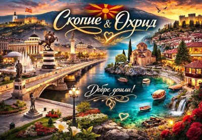 Екскурзия до Скопие и Охрид, Северна Македония: Транспорт + 2 нощувки на човек със закуски + Билянини извори и манастира Свети Наум от Ню Сън Травел. Тръгване от Варна, Слънчев брг, Бургас, Стара Загора и Пловдив