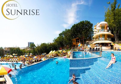 Нощувка на човек на база All inclusive + вътрешни и външни басейни от Хотел Сънрайз**** Златни пясъци! Дете до 13г. - БЕЗПЛАТНО!