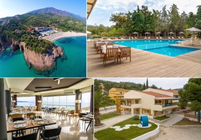 На 100м. от плажа на о. Тасос, Гърция: Нощувка на човек със закуска + басейн в Hotel Zoe****, Трипити