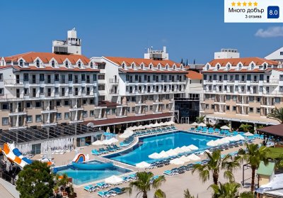 Почивка в Сиде, Турция: Автобусен транспорт + 7 нощувки на човек на база Ultra Аll Inclusive + басейни в SIDE ALUNA 5*. Дете до 12.99г. БЕЗПЛАТНО!