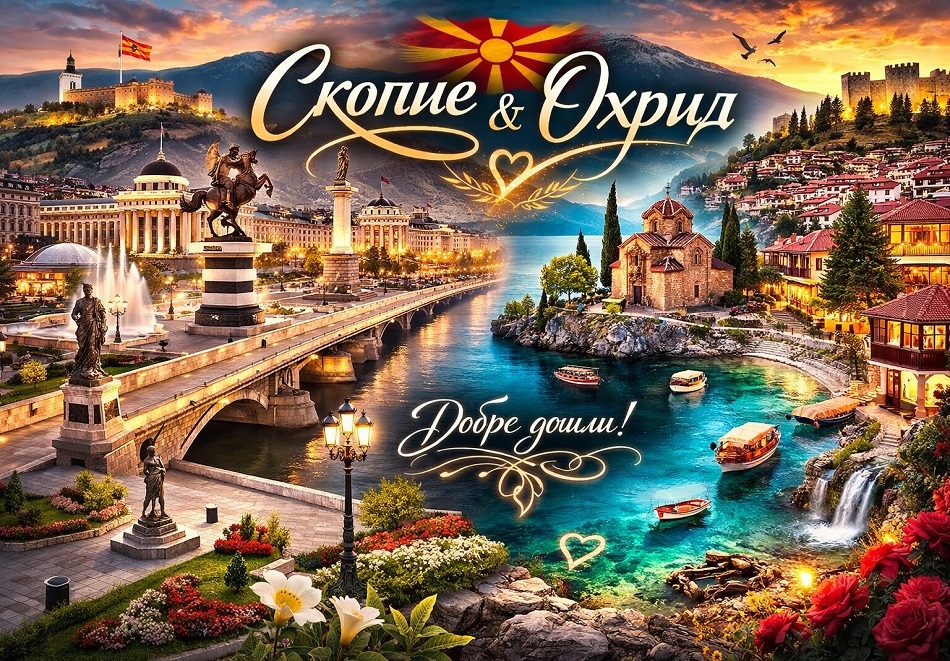 Екскурзия до Скопие и Охрид, Северна Македония: Транспорт + 2 нощувки на човек със закуски + Билянини извори и манастира Свети Наум от Ню Сън Травел. Тръгване от Варна, Слънчев брг, Бургас, Стара Загора и Пловдив