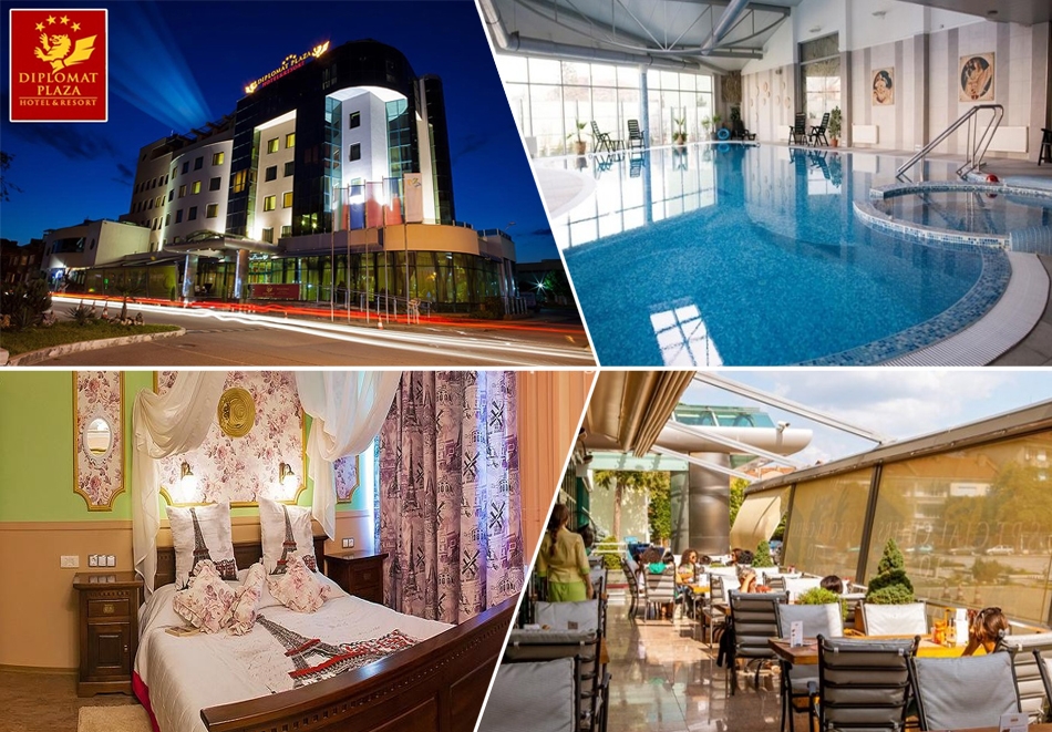 Нощувка на човек със закуска и барбекю вечеря + топъл вътрешен басейн и плаж на открито от хотел Дипломат Плаза****, Луковит