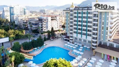 Самолетна почивка в Prestige Alanya 5*, Алания! 7 All Inclusive нощувки + открит басейн, СПА и 3 водни пързалки